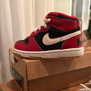 Nike Kids Red and Black High-Top Sneakers